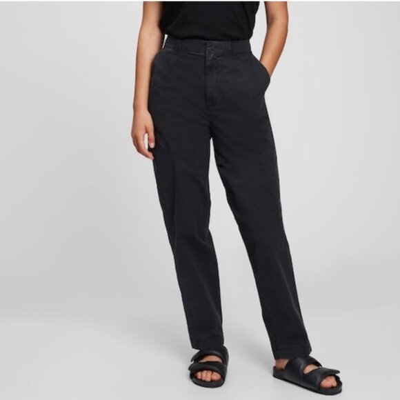Gap Black Straight Khaki Women's Cotton Pants Size 6 - Picture 1 of 6